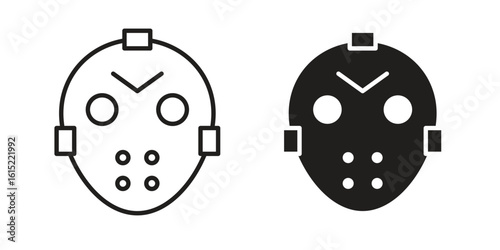 Hockey mask icon vector in simple flat design, outline.