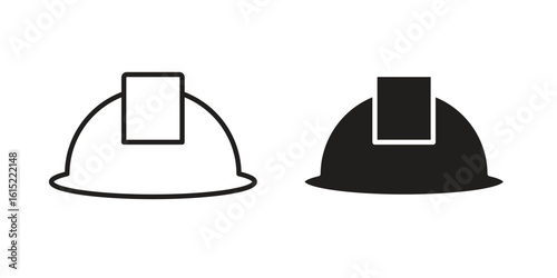 Hard hat icon vector in simple flat design, outline.