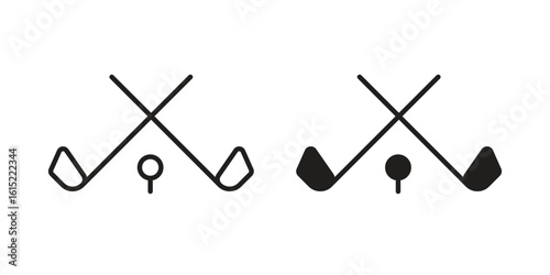 Golf club icon vector in simple flat design, outline.