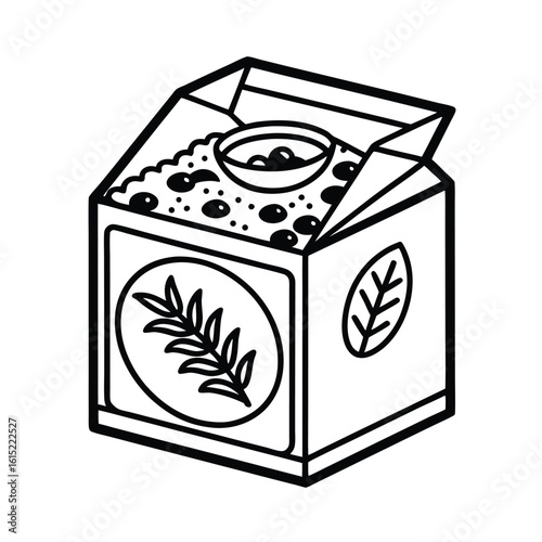 Healthy organic granola breakfast box with black outline design