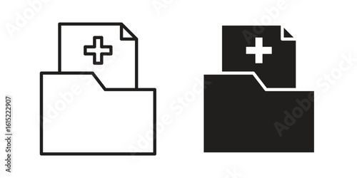 File medical icon vector in simple flat design, outline.