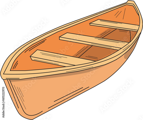The Illustration of wooden boat