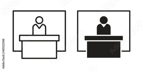 Exhibitor icon vector in simple flat design, outline.