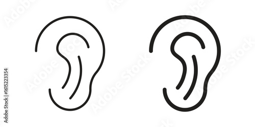 Ear icon vector in simple flat design, outline.