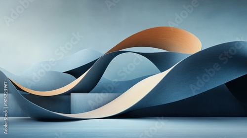 Abstract, flowing shapes in muted tones