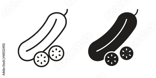 Cucumber icon vector in simple flat design, outline.
