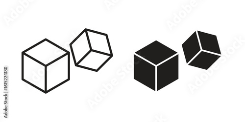 Cubes icon vector in simple flat design, outline.