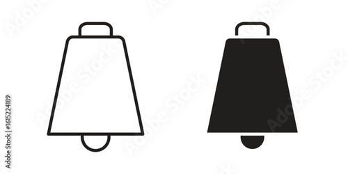 Cowbell icon vector in simple flat design, outline.