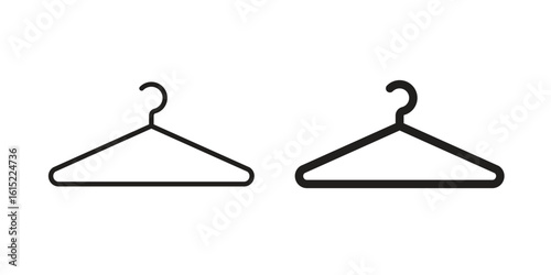 Clothes hanger icon vector in simple flat design, outline.