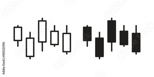 Chart candlestick icon vector in simple flat design, outline.