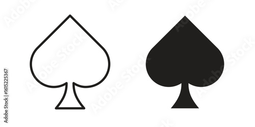 Card-spade icon vector in simple flat design, outline.