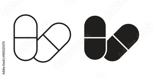 Capsules icon vector in simple flat design, outline.