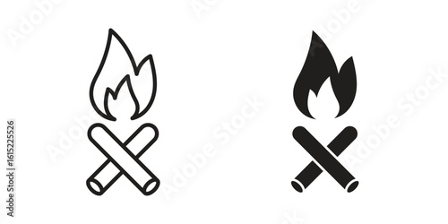 Campfire icon vector in simple flat design, outline.