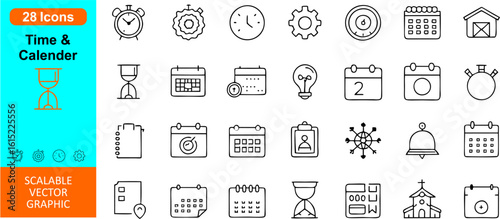 Wallpaper Mural Time & Calendar Vector Icon Set — Flat Editable Icons of Clock, Alarm, Schedule, Deadline, Planner, Date, Event, Stopwatch, Reminder & Time Management for UI, Apps & Productivity Tools

 Torontodigital.ca