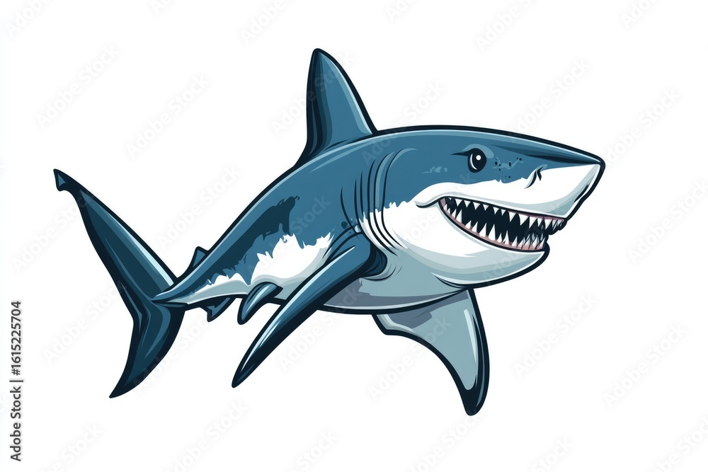 Fototapeta premium Bold Shark in Blue Art Design