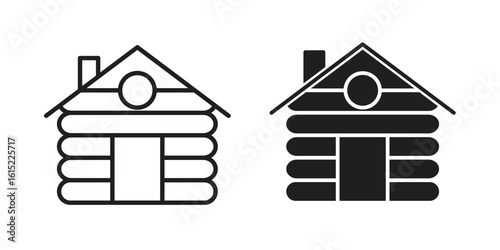 Cabin icon vector in simple flat design, outline.