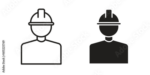 Builder icon vector in simple flat design, outline.