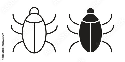 Bugs icon vector in simple flat design, outline.