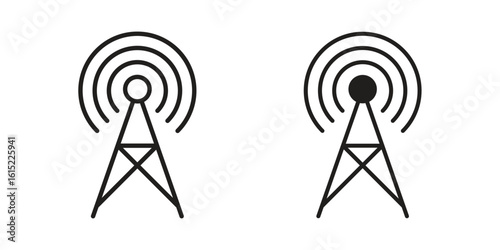 Broadcast tower icon vector in simple flat design, outline.
