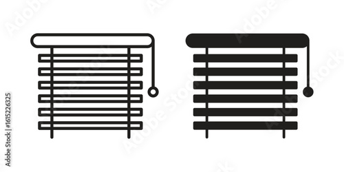 Blinds icon vector in simple flat design, outline.