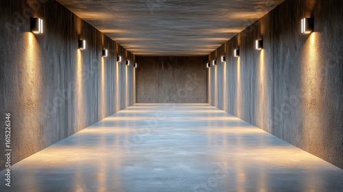 Wallpaper Mural Spacious modern corridor with sleek walls and ambient lighting creates serene atmosphere Torontodigital.ca