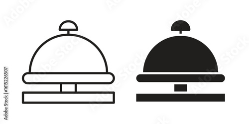 Bell concierge icon vector in simple flat design, outline.