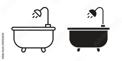 Bath icon vector in simple flat design, outline.
