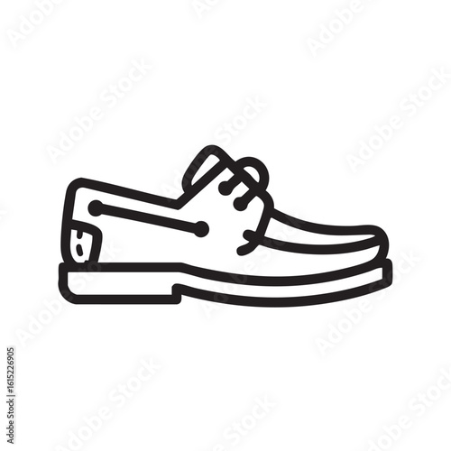 A black and white line drawing of a deck shoe.