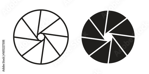 Aperture icon vector in simple flat design, outline.