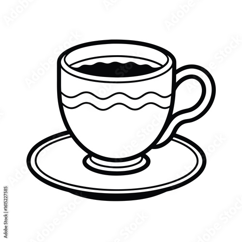 vintage style coffee cup with wavy