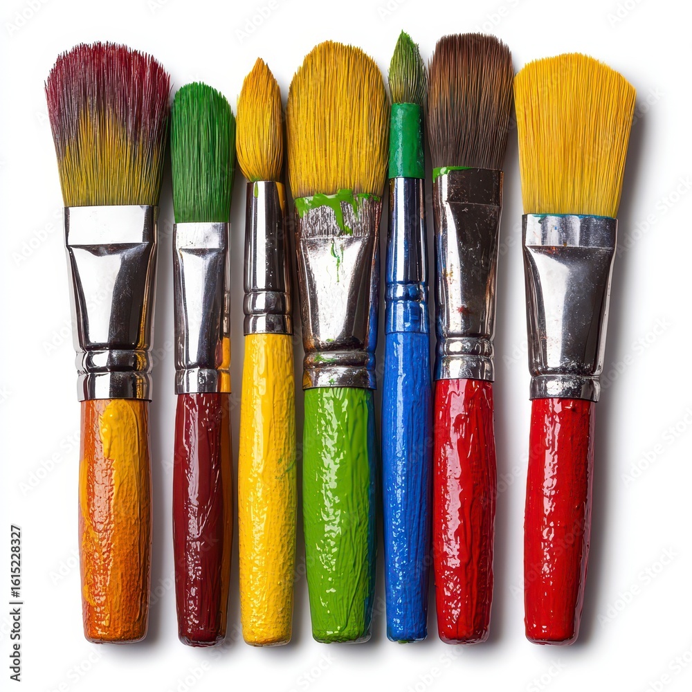 Fototapeta premium Colorful Paintbrushes on White Background