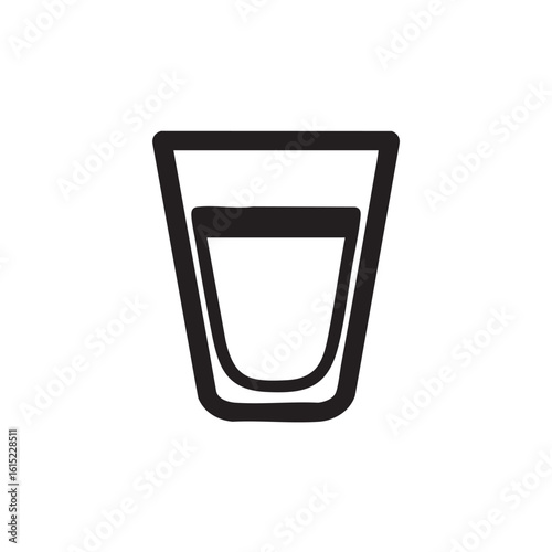 A simple line drawing of a shot glass inside a larger glass.