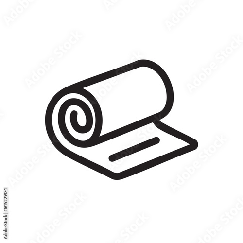A simple line drawing of a rolled-up towel.