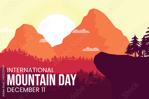 International Mountain Day on December 11. Vector illustration