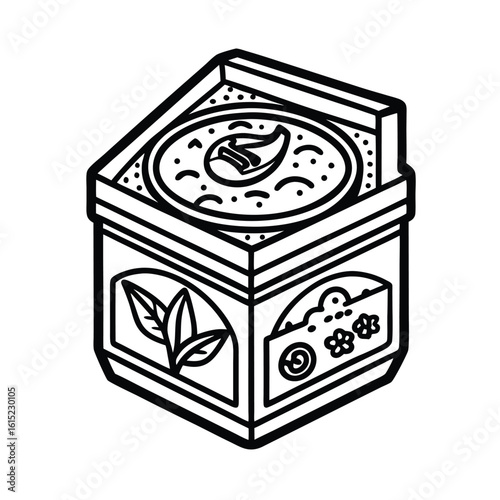 Thai curry paste box packaging design with black outline