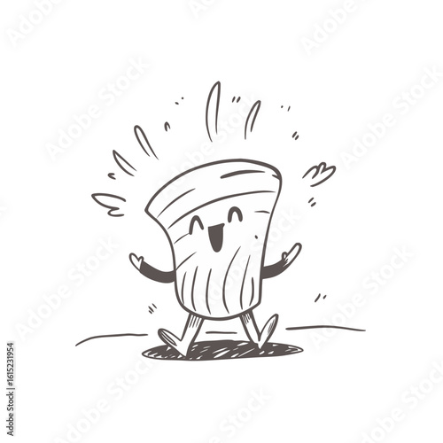 Joyful Dancing Brush Character Expressing Happiness and Enthusiasm with Energetic Movements and a Smiling Face