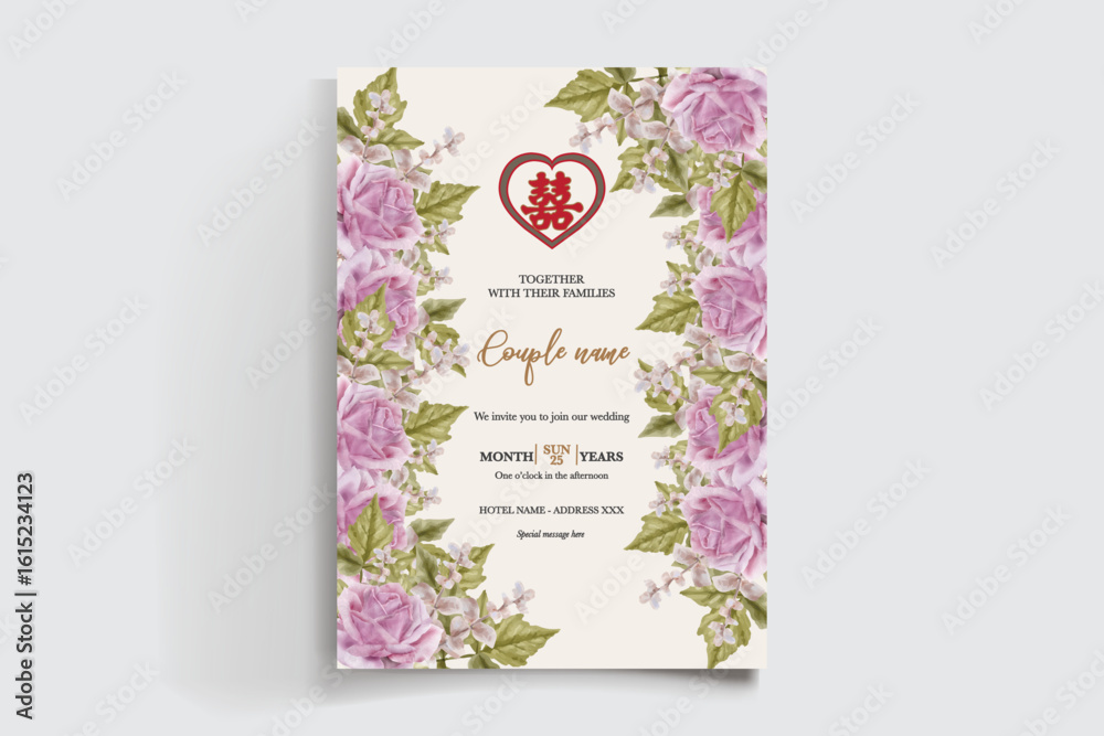 Obraz premium BRIDAL SHOWER FLORAL INVITATION TEMPLATE
