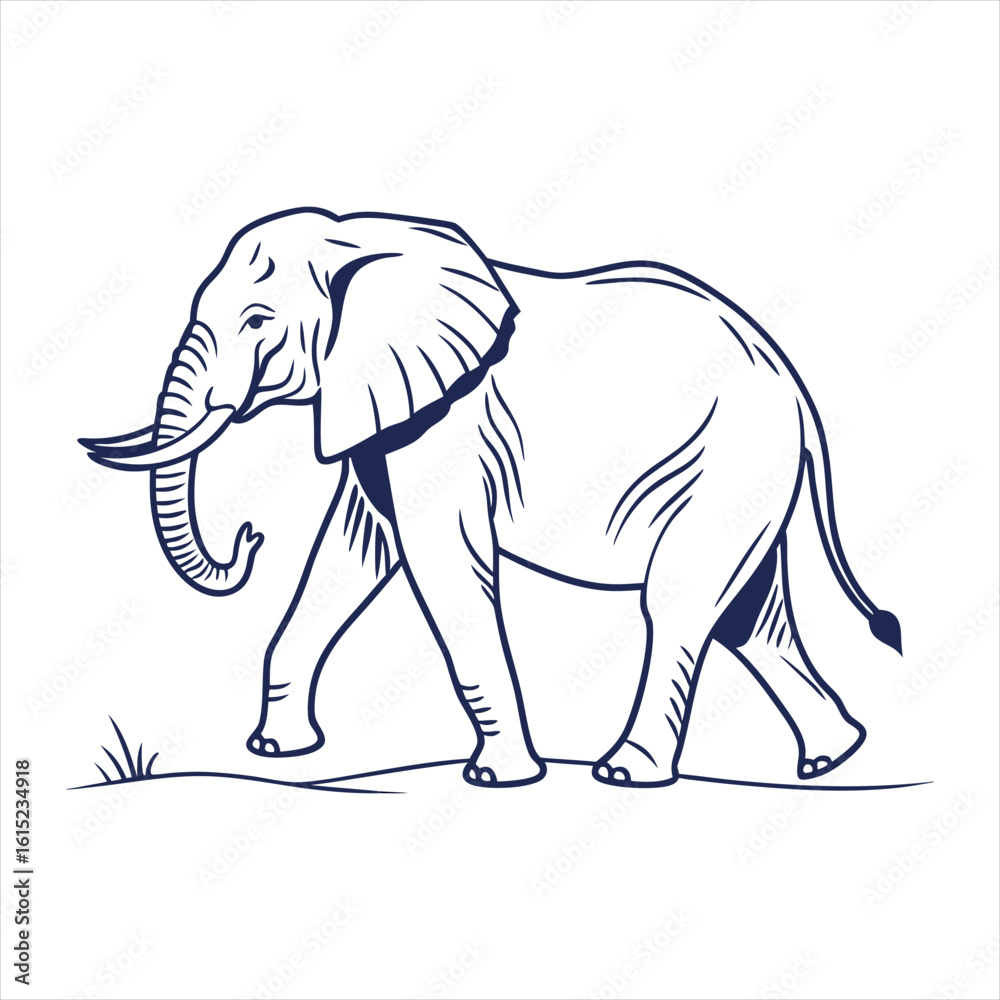 Fototapeta premium Majestic elephant silhouette in profile isolated on white background