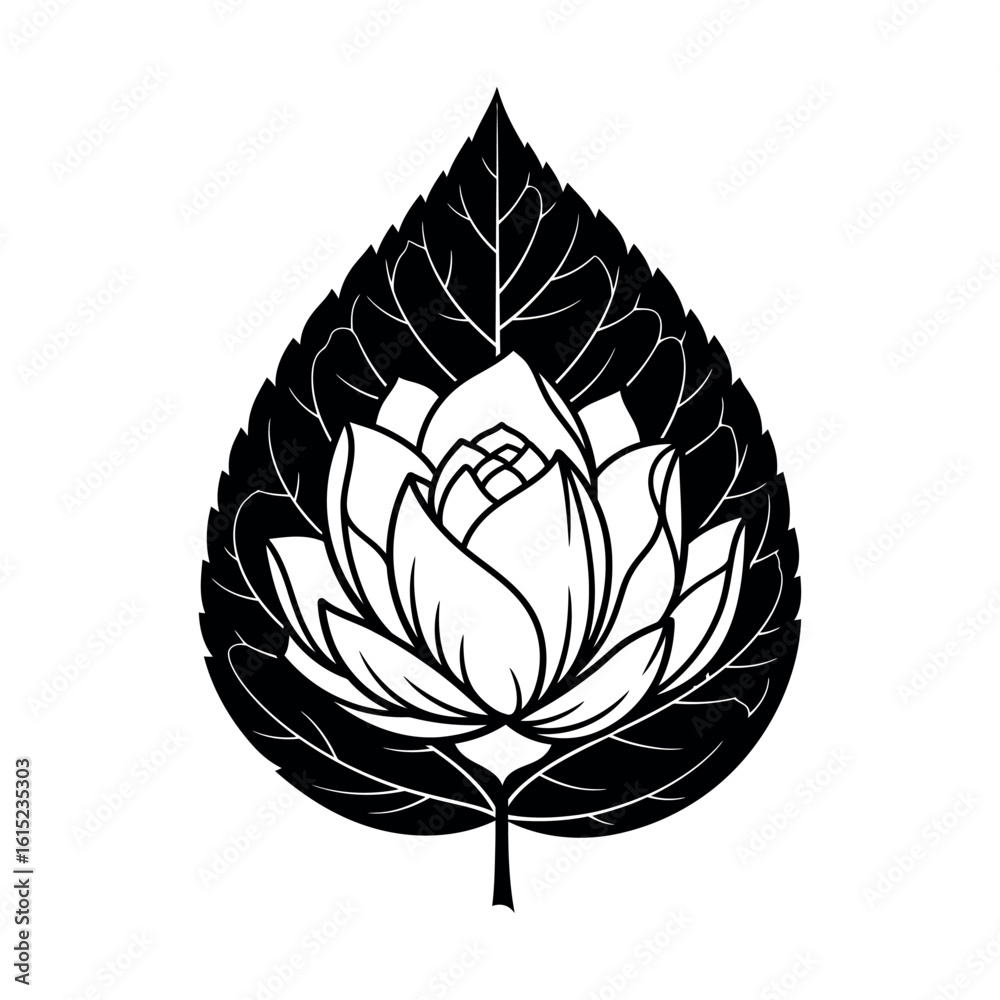 Obraz premium Elegant floral silhouette design isolated on white background