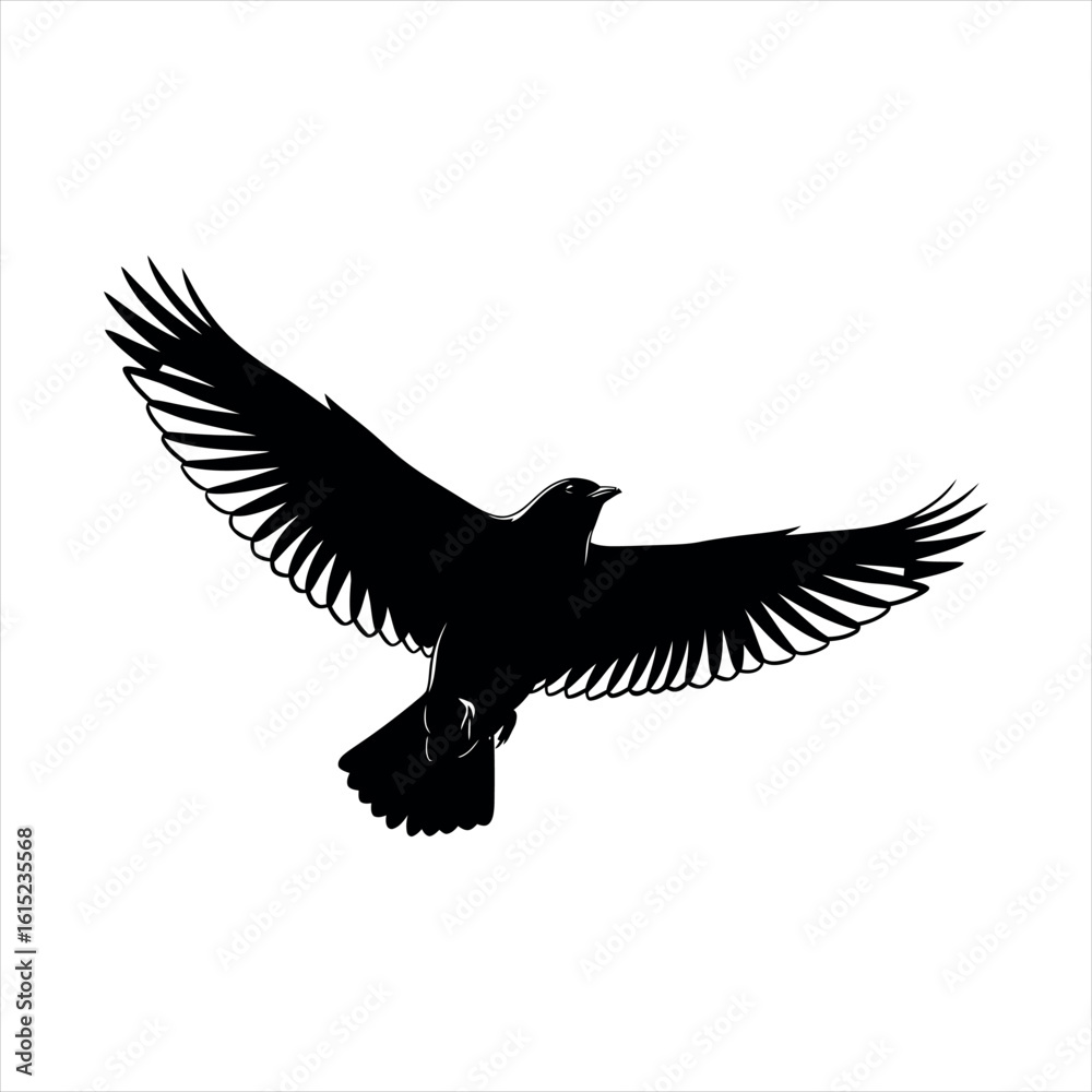 Fototapeta premium Graceful bird in flight a striking silhouette isolated on white background