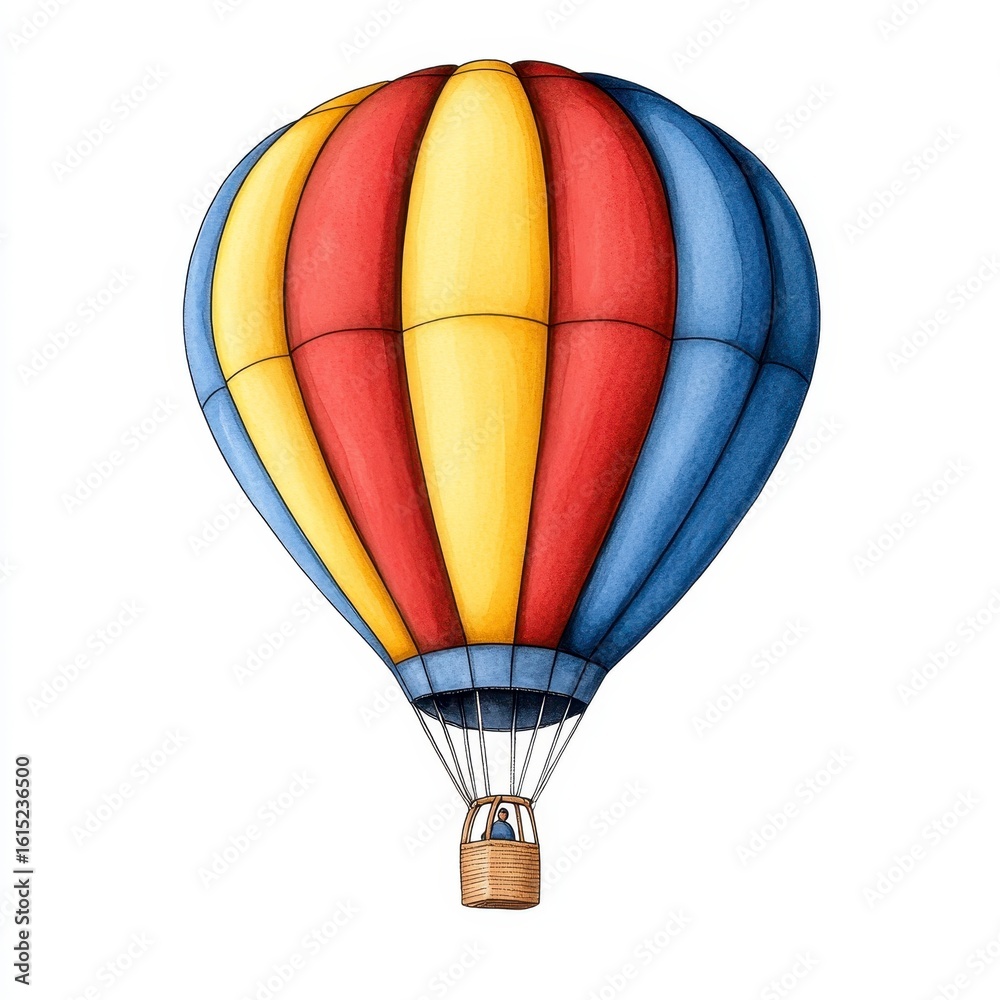 Fototapeta premium Colorful Striped Hot Air Balloon Illustration