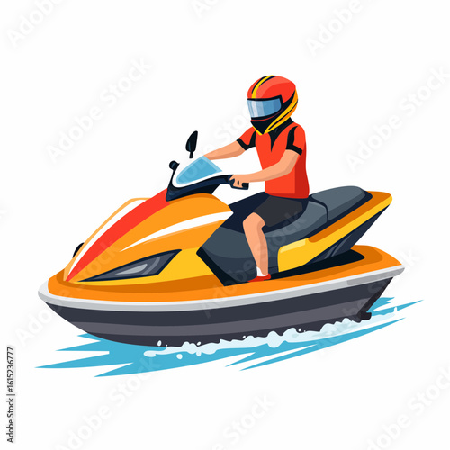 Vibrant Jet Ski Rider Enjoying Water Sports on a Sunny Day