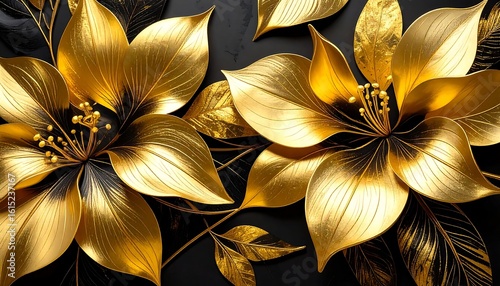 Luxurious gold and black floral arrangement