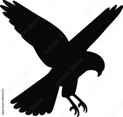 Silhouette hawk predatory bird swooping down vector illustrator