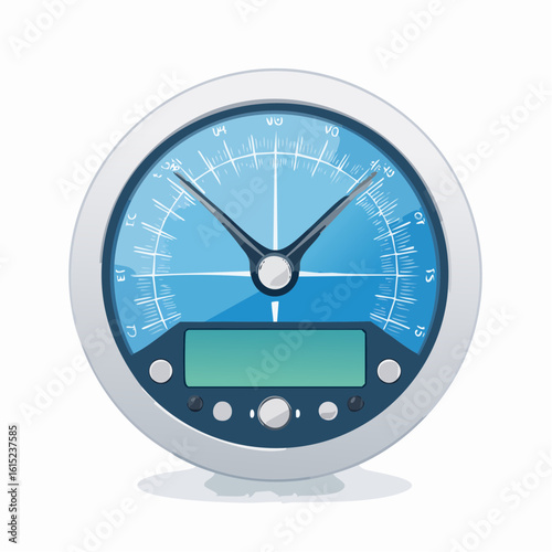 Detailed Illustration of a Modern Aircraft Instrument Panel Clock.