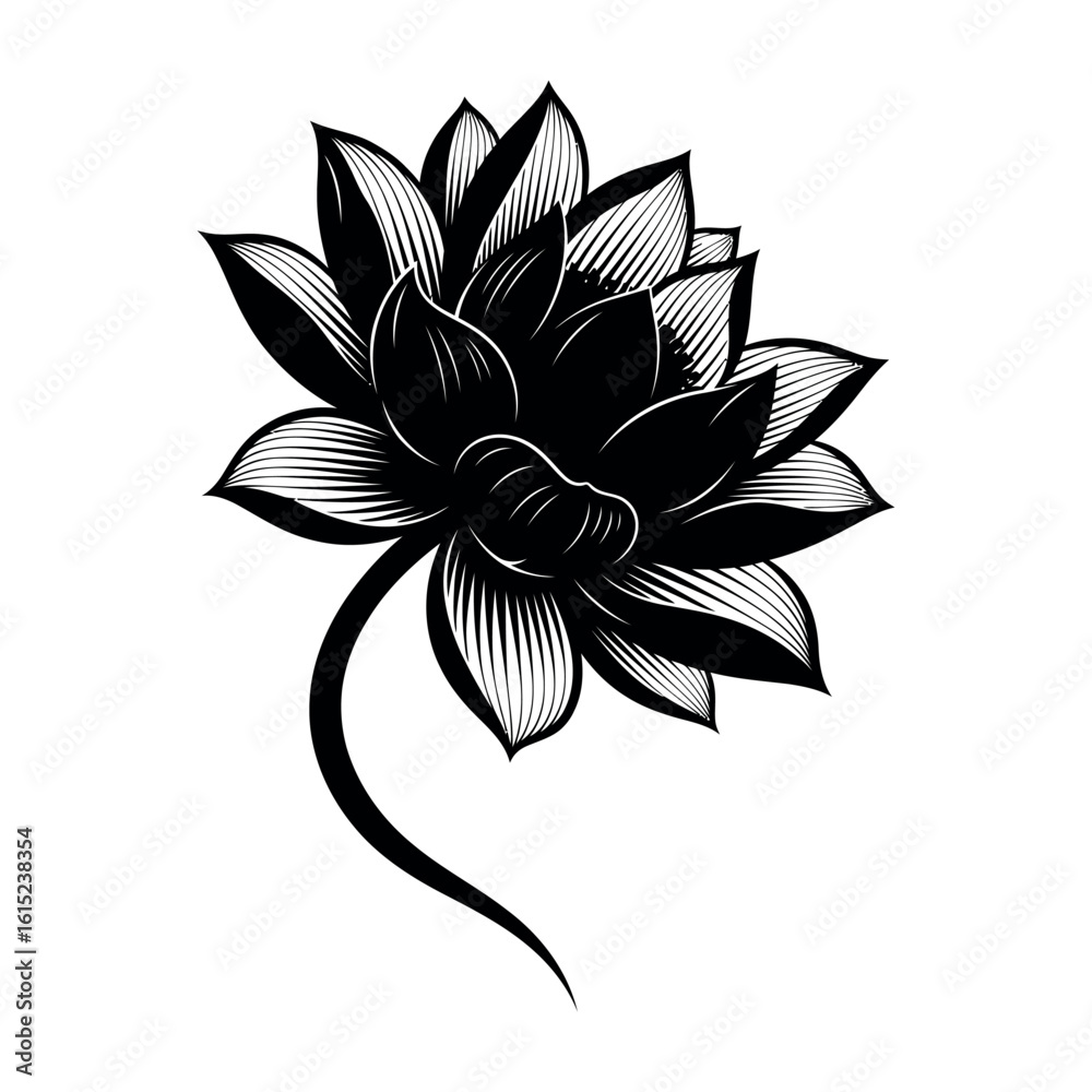 Obraz premium Elegant lotus flower silhouette design isolated on white background