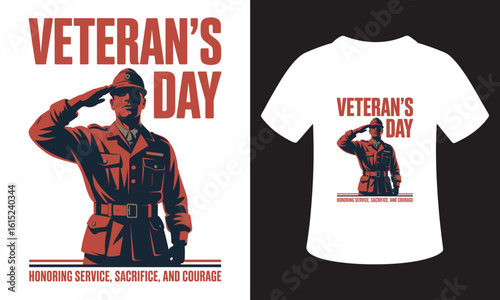 Veteran s day saluting soldier illustration and t shirt design