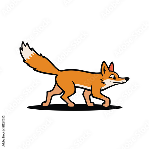 Simple cartoon fox walking trotting vector illustration
