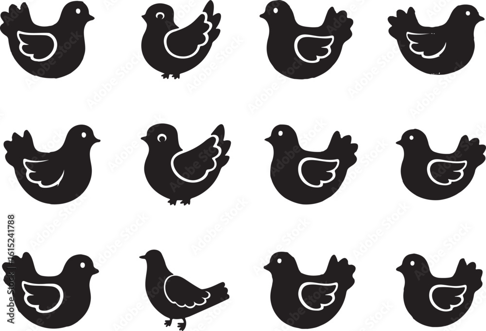 Fototapeta premium Dove silhouette art, Dove vector illustration set