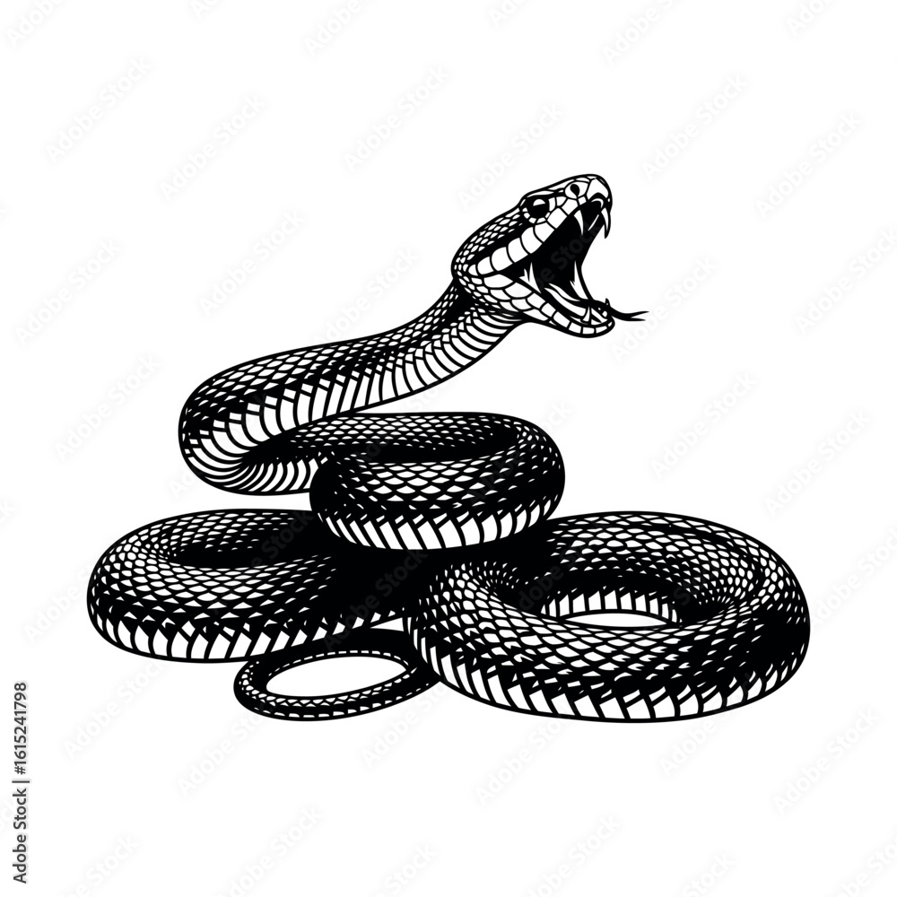 Fototapeta premium Stylized snake silhouette in vibrant colors isolated on white background